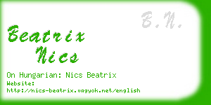 beatrix nics business card